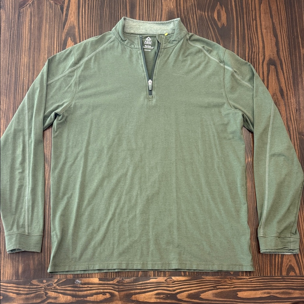 Tasc Olive Green Quarter-Zip Pullover Men’s Large Bamboo Long Sleeve Shirt